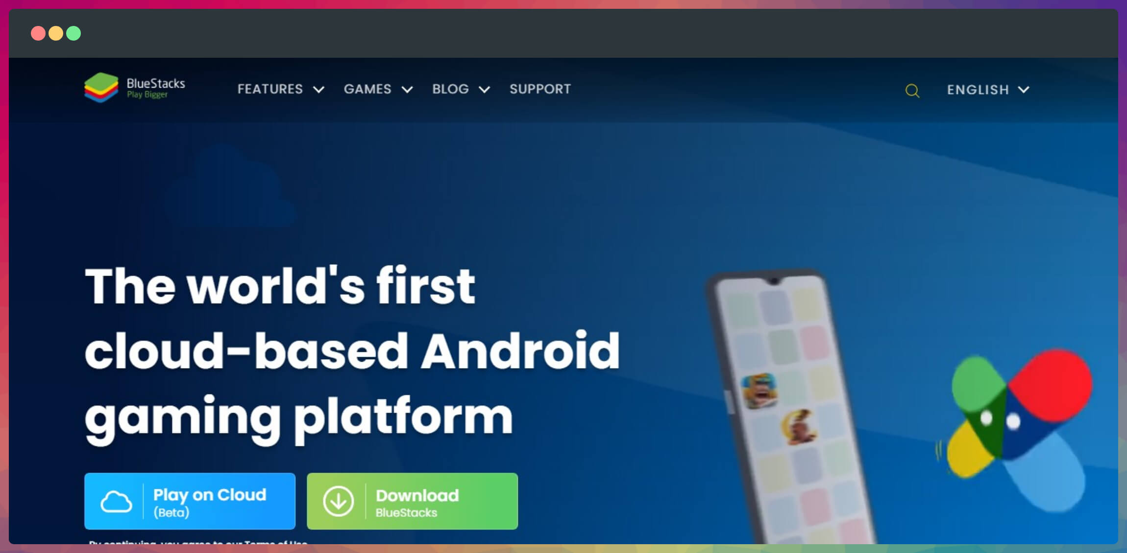 bluestacks android emulator official website homepage