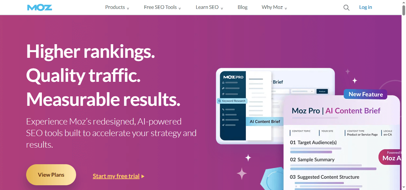 moz seo backlinks checker higher rankings quality traffic measurable results