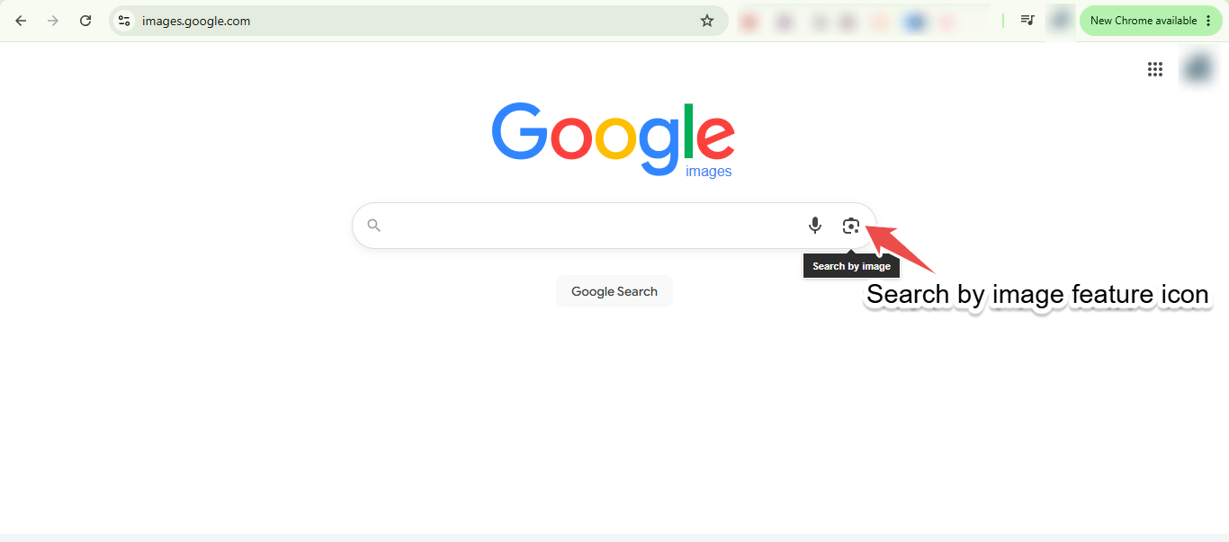 Google Search by Image feature icon on Google Images Homepage