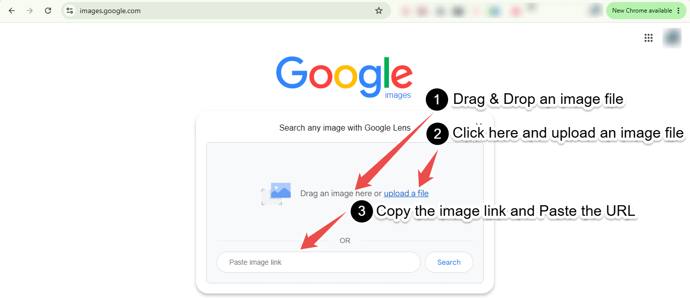 Methods to Search Images on images.google.com homepage